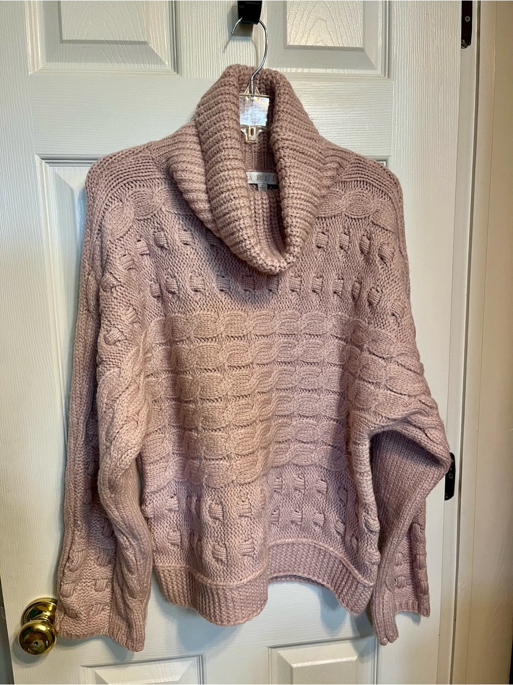 NWT Karlie Cable Knit Cowl Neck Sweater in Dusty Mauve